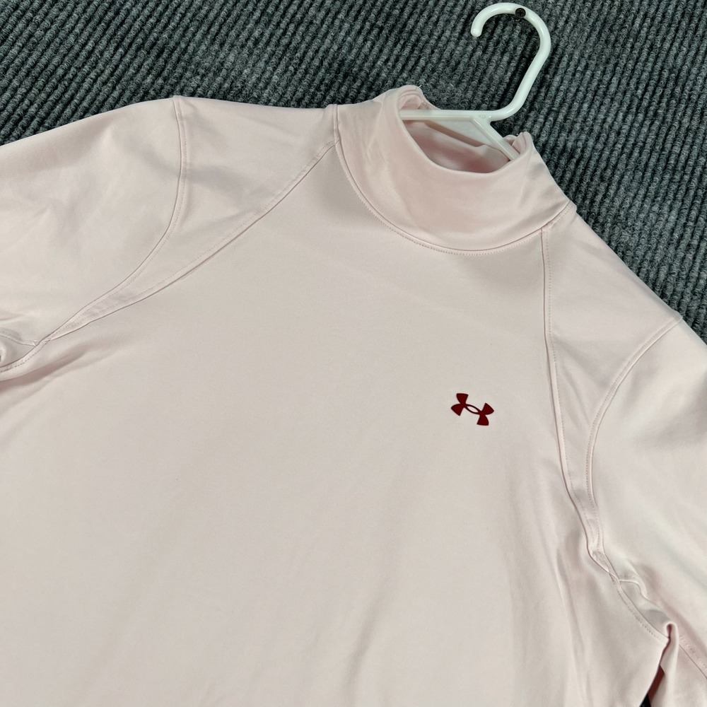 Under Armour Shirt Womens Medium Pink Long Sleeve Mock Neck Training Active